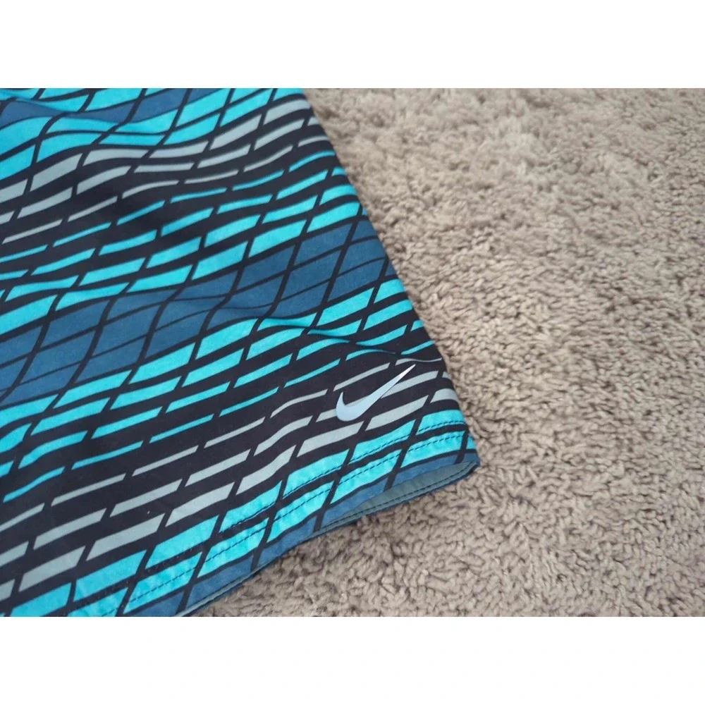 Nike Swim Shorts Mens XL Blue Geometric Striped Inseam: 10.5